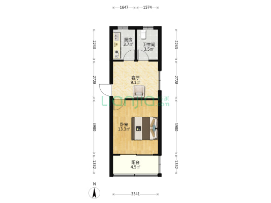 东升新村 1室1厅1卫 43平方