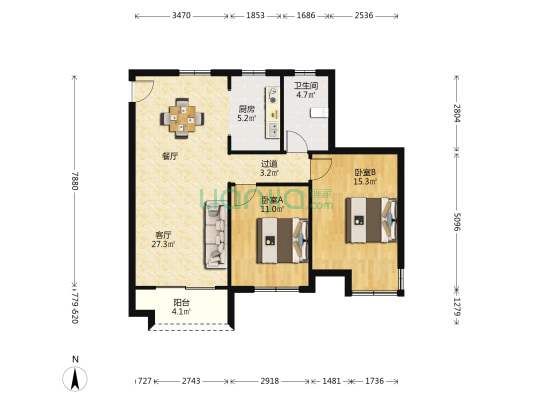 和合苑 2室1厅1卫 107平方
