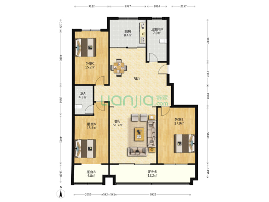 芙蓉街531号 3室1厅2卫 177平方