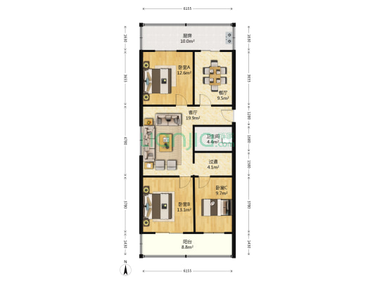 蔬菜公司小区 3室2厅1卫 108平方
