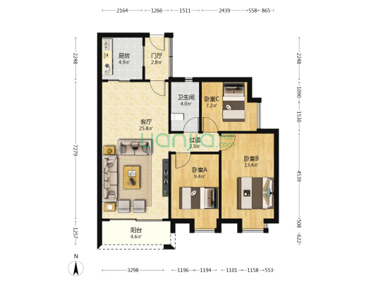 力诚欣悦湾 3室1厅1卫 96平方