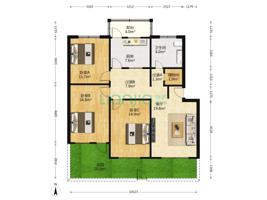 计委家属楼 3室1厅1卫 111平方