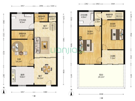 团圈社区 3室2厅2卫 124平方