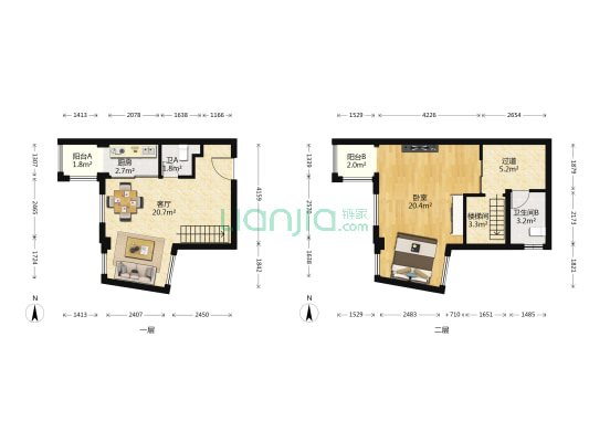 西山国际城 1室1厅2卫 44平方