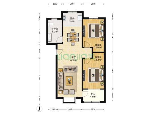 崇正鸿运豪庭 2室1厅1卫 95平方