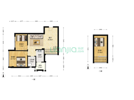 08经典 3室1厅1卫 55平方