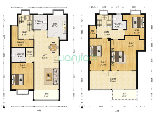侨宁公寓 4室1厅3卫 199平方