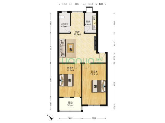 旭东小区 2室1厅1卫 90平方