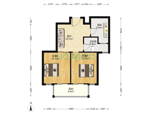 大鹏小区 2室1厅1卫 82平方