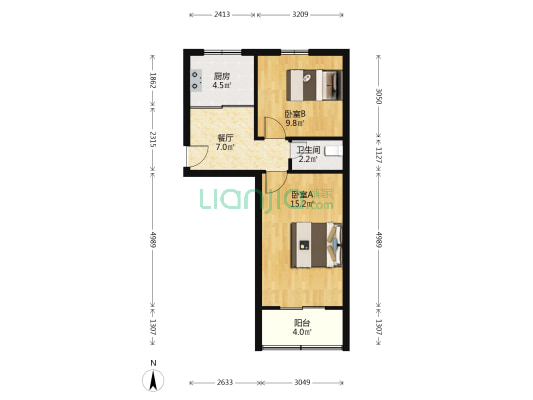 飞雁二区 2室1厅1卫 53平方
