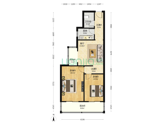 众森佳苑 2室1厅1卫 90平方