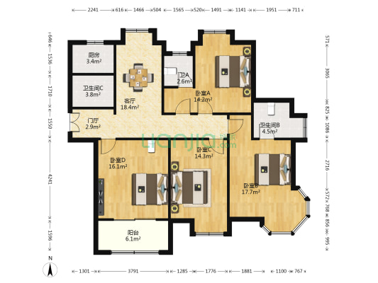 淞泽家园（二区） 4室1厅3卫 150平方