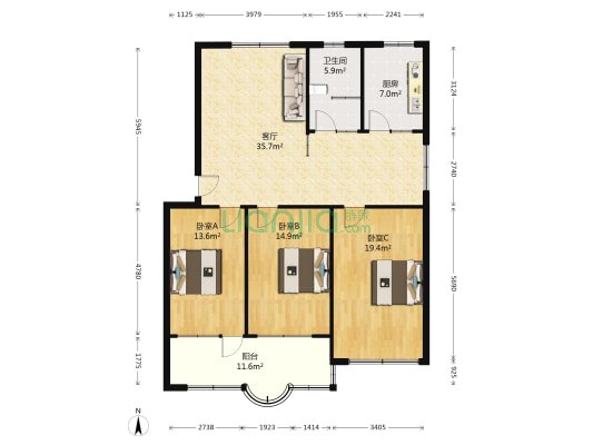 许昌县外贸家属院 3室1厅1卫 134平方