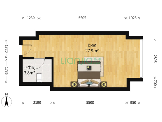 奥克斯缔壹城 1室0厅1卫 48平方