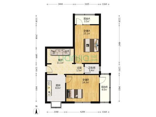 中原东路5号 2室1厅1卫 76平方