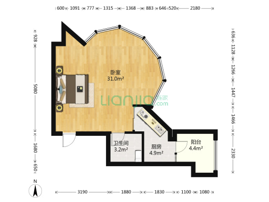 金海湾 1室0厅1卫 66平方