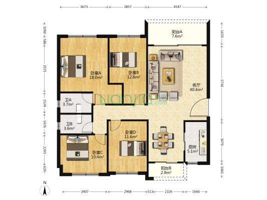 碧桂园云玺 4室1厅2卫 143平方