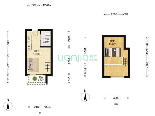 天誉城 1室1厅1卫 29平方