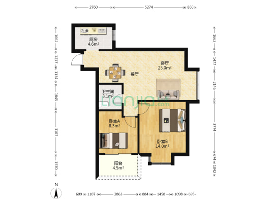 观风亭新苑一区 2室1厅1卫 76平方