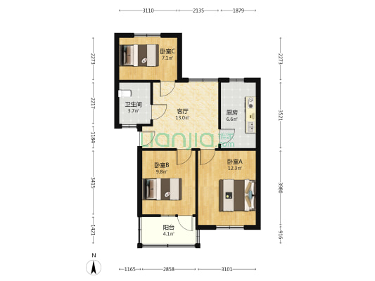 莲池新村 3室1厅1卫 70平方
