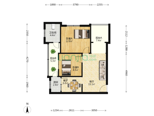 春城路68号 2室2厅1卫 60平方