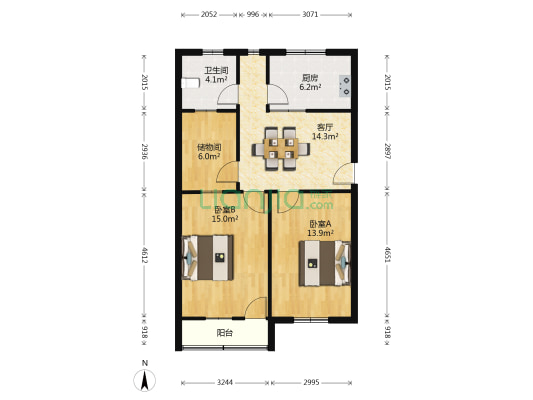 周厅弄 2室1厅1卫 75平方