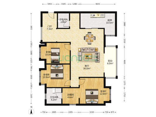 太谷悦城 3室1厅2卫 119平方