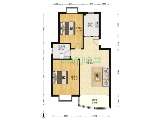 梓旺新村东区 2室1厅1卫 89平方
