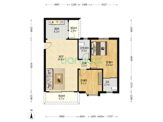 金惠楼(顺德) 2室1厅2卫 80平方