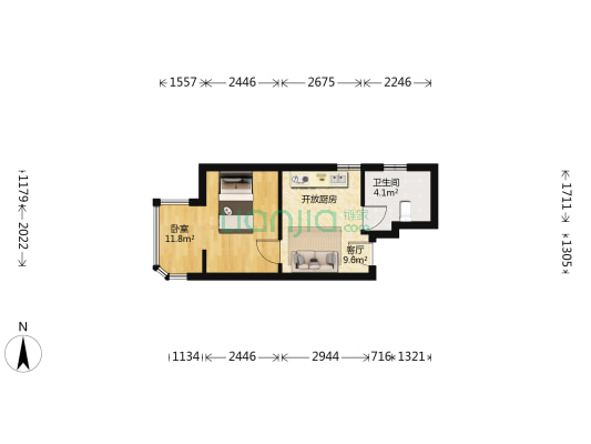 中鸿基新都 1室1厅1卫 37平方
