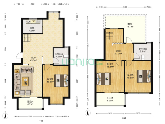锦尚名都 3室1厅2卫 143平方