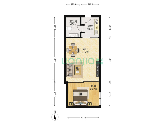 中天SOHO 1室1厅1卫 63平方