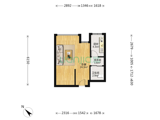 碧桂园中环荟 1室0厅2卫 52平方