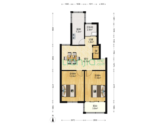 铁城村 2室1厅1卫 73平方