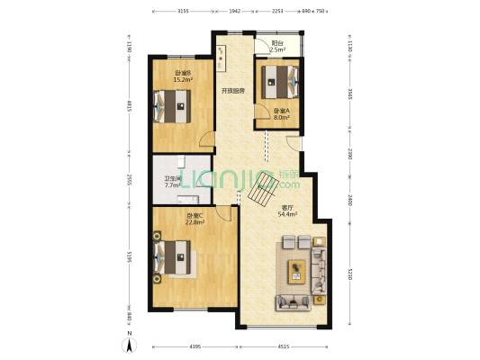 三利和平湾二期 3室1厅1卫 143平方