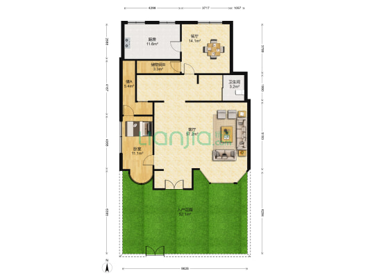 西窑里188号 1室2厅1卫 116平方