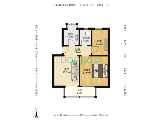 九华山路15号 2室1厅1卫 56平方