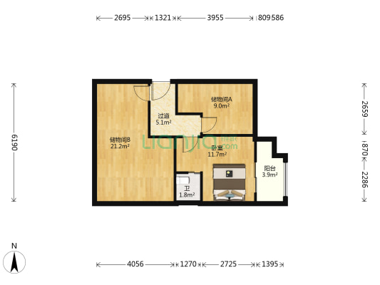 和美城 1室0厅1卫 100平方