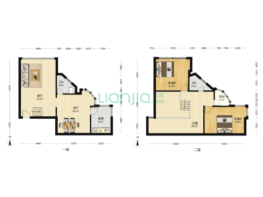 金富华庭 2室2厅2卫 124平方