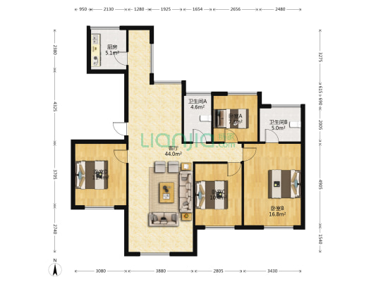 远泉花园 4室1厅2卫 136平方