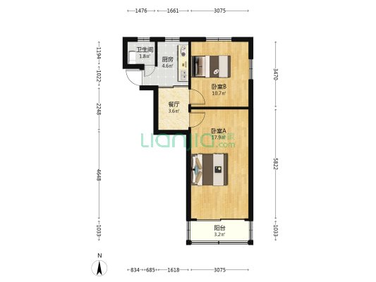 乐都路17号 2室1厅1卫 52平方