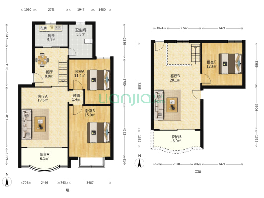 博泰新苑 3室3厅1卫 140平方