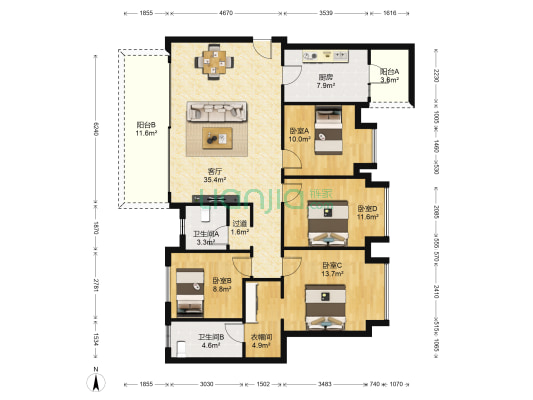 融创九樾府C区 4室1厅2卫 131平方