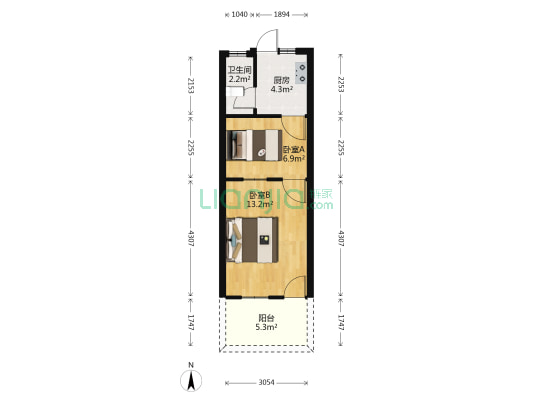 玉树新村 2室0厅1卫 35平方