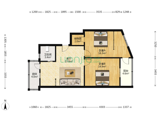 西窑四弄 2室1厅1卫 78平方