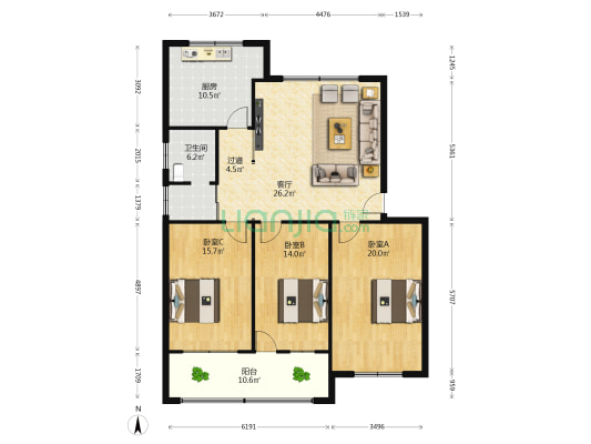许昌市地税局家属院 3室1厅1卫 121平方