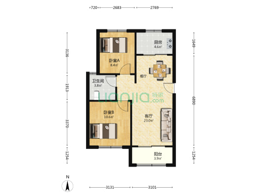 新店雅苑C地块 2室1厅1卫 88平方