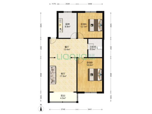 金塔新村 2室2厅1卫 93平方