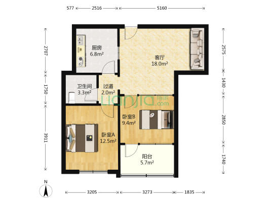 丘山小区 2室1厅1卫 73平方