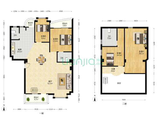 雍华园 4室1厅3卫 151平方